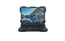 Laptop with a protective case displaying a scenic view on a transparent background