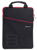 NutKase laptop sleeve with red trim and custom logo area