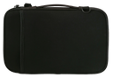 Back landscape view of black NutKase laptop bag featuring rear pocket detail on a white background