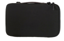 Front landscape view of black NutKase laptop bag, showing zipper details on a white background
