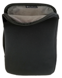 Portrait view of open black NutKase laptop bag revealing inner storage space and NK branding