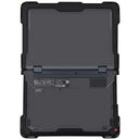 Full open back view of black NutKase case on Lenovo laptop, showing rear hinge and case structure on a white background