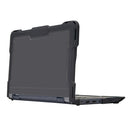 Side view of Lenovo laptop in black NutKase case, shown half open on a white background to display edge protection and hinge clearance