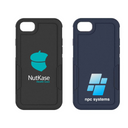 Protective smartphone cases with printed corporate logos for NutKase Health Care and NPC Systems, showcasing custom branding on durable phone covers.