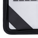 Close-up of a black laptop sleeve with a white laptop inside