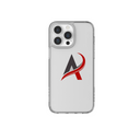 Nutkase clear protective phone case with shock-resistant edges and logo design.