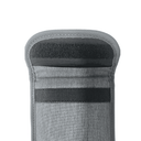 Open back view of gray NutKase phone pouch on a white background, showcasing inner compartment and flap design
