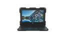 Black rugged HP laptop with a scenic display on a white background