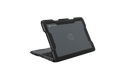 Black rugged shell case for HP Fortis 11-inch G10 Chromebook with a visible HP logo on the top screen corner.