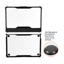 Black NutKase protective case for MacBook shown without device on a white background, featuring anti-slip pads and corner guards
