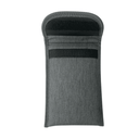 Grey phone pouch with flip cover for phone- free environment.