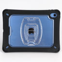 NutKase black and blue rugged iPad case back view showing reinforced corners and integrated hand strap