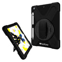 A black protective case for iPad with a built-in screen protector and a stand, featuring the NutKase brand logo.